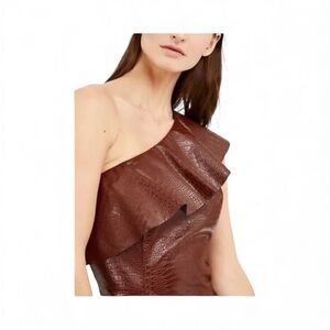 Elegant Brown One-Shoulder Top